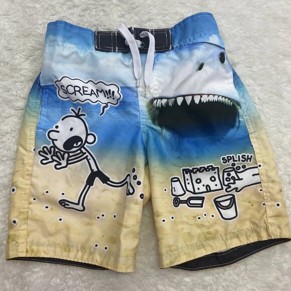 Diary of a Wimpy Kid Front Tie Beach Surf Swimsuit Swim Trunks with Pockets ~ S - Picture 1 of 2